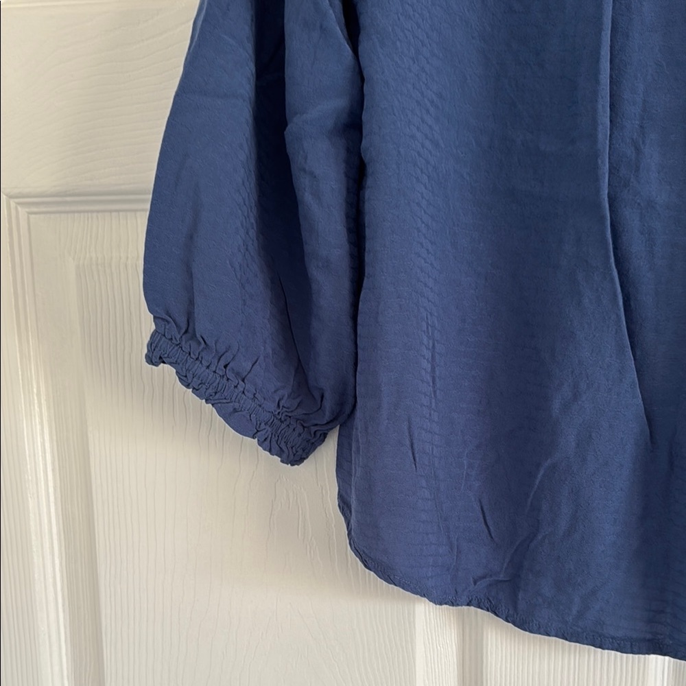 Women's Blue Ruffle Top - Picture 3 of 5